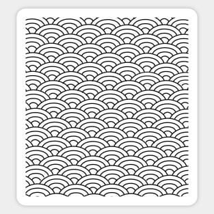 Seigaiha Pattern Black and White Sticker